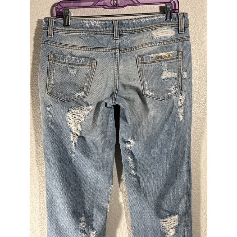 Just Cavalli‎ Low Rise Light Wash Cropped Jeans Womens 29 Shredded Distressed